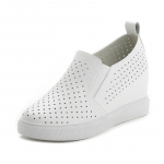 100% ehtsast nahast kingad Naiste tossud Naiste k&otilde;rgust suurendavad kingad Suvised augud Lameda platvormiga valged kingad 39 valge