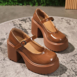 Vintage Super K&otilde;rged Kontsad Mary Jane Kingad Naistele Suur Suurus Pahkluu Pandlaga Platvormkingad Naistele &Uuml;mar Varvas Paksude Kontsadega Lolita Kingad 35 pruun