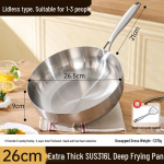 316 roostevabast terasest mittekleepuva pinnaga wok, lame p&otilde;hi, induktsioonpliidiga &uuml;hilduv, s&uuml;vendatud praepann Thick multilayer steel, food grade, no coating