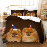 3D armas pomeranian koera voodipesukomplekt teismelistele Pol&uuml;ester Kahekohaline Queen King Suurus Loomakoerte Teema EU single(135x200cm)
