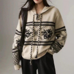S&uuml;gis/talv uus laisa stiili disain Sense j&otilde;ulud uusaasta punase kapuutsiga n&ouml;&ouml;riga kudum Pullover kampsun v&auml;lir&otilde;ivaste jaoks One Size must