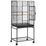 Linnupuuri, 625 x 425 x 1370 mm, Tasane &uuml;laosa, Sepistatud rauast lennupuur koos pulkadega, V&auml;ljat&otilde;mmatav alusplaat ja plastmassist s&ouml;&ouml;turid, Rattad, Papagoile, Sinine