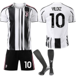 2022-26 Hooaeg 7 Chiesa 9 Hovic Must Valge Jalgpallijakk Lasteversioon Juventus Kodus&auml;rk Komplekt 28
