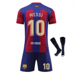 Laste Messi Barcelona Jalgpallikomplekt Punane/Sinine S&auml;rk P&uuml;ksid Laste Jalgpallivarustus 100-110 CM sinine/punane