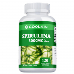 Orgaanilised Spirulina kapslid, 3000 mg, kahekordne kontsentratsioon, rikas beetakaroteeni poolest, 120 kapslit, vegan, GMO-vaba. 120*1