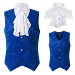 Vest Meestele Renessanss Steampunk Mantel Gootiline Jacquard V&ouml;&ouml;tkoodiga &Uuml;he Rinnaga &Auml;ri Formaalne &Uuml;likond M sinine