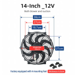 14-tolline 120W Suure &Otilde;huhulgaga Universaalne Auto Konditsioneeri Elektrooniline Ventilaator 12V Mootori Veepaagi Jahutusventilaatori Tarvikud 24V DC-12V