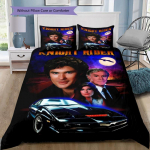 Knight Rider TV-sarja n&auml;itlejad ja KITT tr&uuml;kiga voodipesukomplekt, pehme pol&uuml;ester tekikott koos padjap&uuml;&uuml;ridega magamistoa jaoks, tekki ei ole kaasas 135x200cm
