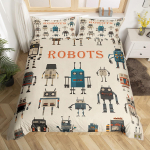 Multikaroosoti tekikott Akvarellkruvid T&ouml;&ouml;riistad Voodipesukomplekt Moodne Sci-Fi Robot Tekikate Lastele Pol&uuml;ester Tekikate AU Single(140x210cm)