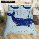 Whales King Queen tekikate Ookeani loomade voodipesukomplekt merevetikate merit&auml;ht Marine Life tekikate Sinine pol&uuml;estrist lohukott EU single(135x200cm)