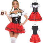 Naiste Oktoberfest Kost&uuml;&uuml;mikleidi Komplekt Sisaldab Kleiti Peapaela Chokeri Traditsioonilise Stiili Korsetti Pitsiline Kinnis Off-Shoulder Disain M punane
