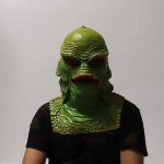 Musta Laguuni Koletis Roheline Kala Koletise Mask Lateksmask Halloweeni Pidu Hirmutavad T&auml;ispea Maskid Cosplay Rekvisiidid roheline