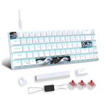 68 klahvi 60% mehaaniline m&auml;nguklaviatuur kuumalt vahetatavad sinised l&uuml;litid j&auml;&auml;sinine taustvalgus eemaldatav USB-C kaabel Windowsi, Maci, Linuxi jaoks Red Switch valge