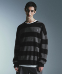 MUSINSA STANDARD 90ndate Grunge Triibuline &Uuml;mmarguse Kaelusega Kampsun [Hall/Must] Grey/Xl black