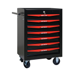 Mobiilne metallist t&ouml;&ouml;riistakapp 7 sahtliga, 508 mm (20 tolli) ja kuullaagrilised sahtlisiinid, terasest t&ouml;&ouml;riistakasti korraldaja &ndash; must-punane 60 x 33 x 77.5 cm