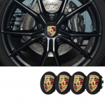 Porsche Velje Keskembleem - 76mm - Must 4 tk