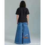 Meeste Y2K Laiad teksap&uuml;ksid Retro Tikitud Hip Hop Streetwear Sirge l&otilde;ikega teksad Large black