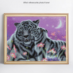 Teemantmaaling Loomade tiigri ja lilledega kivist mosaiigist teemanttikandid 20X30CM