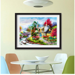 &Uuml;mmargune teemant 5D DIY Teemantmaal Unistuste Maja ristpistes Uus saabunud mosaiikkaunistus 20X30CM