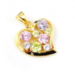 Les Tr&eacute;sors De Lily [B9590] - Pendentif plaqu&eacute; or 'Coeur Palpitant' Tutti Frutti mitmev&auml;rviline
