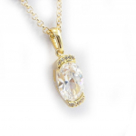 Altesse [G6890] - Collier Plaqu&eacute; Or 'Scarlett' blanc dor&eacute; - 16x10 mm valge