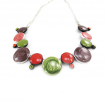 NOA [J4223] - Collier Cr&eacute;ateur 'Coloriage' vert marron roheline