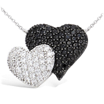 Les Tr&eacute;sors De Lily [J8630] - Collier Argent 'Love Divine' noir blanc (rhodi&eacute;) - 19x16 mm must