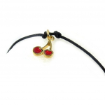 Les Tr&eacute;sors De Lily [K9641] - Bracelet plaqu&eacute; or 'Cerise' rouge punane