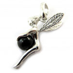 Les Tr&eacute;sors De Lily [N3963] - Pendentif Argent 'F&eacute;e Clochette' onyx (rhodi&eacute;) h&otilde;be
