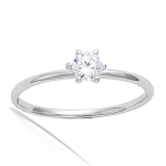 Bague Argent 'Unique' blanc rhodi&eacute; - 4 mm 50 h&otilde;be