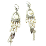 Les Tr&eacute;sors De Lily [Q1317] - Dormeuses Cr&eacute;ateur 'Acapulco' blanc argent&eacute; - 90x23 mm valge