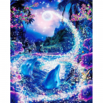 5D DIY teemantmaal Dolphin Moon t&auml;ispuurmosaiik ristpistes teemanttikandid 20X30CM