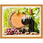 T&auml;ispuuri &uuml;mmargune teemantmaal  Puuviljad ja veinid  Tikand Ristpistes Rhinestone maal 20X30CM