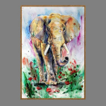 V&auml;rvikas abstraktne elevant, 5D DIY teemantmaaling akvarell loomade seeria mosaiikkunst 20X30CM