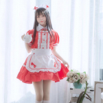 SCIONE Seksikas armas gooti stiilis Lolita kleit neiu kost&uuml;&uuml;m Anime Cosplay neiu vorm Halloweeni kost&uuml;&uuml;m naistele M punane