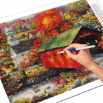 Teemanttikandid maja kivist pilt 5D DIY teemantmaaling linna maastiku mosaiikkomplekt kodukaunistamise kingitus Full Round 20X30CM