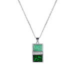 Moodne 925 h&otilde;betatud naiste kaelakee k&auml;sitsi valmistatud emailiga epoksiidist loominguline smaragdroheline geomeetrilise mustriga naiste kampsuni kett kaelakee 45cm