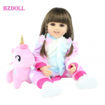 55 cm t&auml;issilikoonist keha Reborn Baby Doll M&auml;ngut&uuml;druk Boneca Vin&uuml;&uuml;l Vasts&uuml;ndinud Printsess V&auml;ikelapse Bebe Bebe s&uuml;nnip&auml;evakingitus Long hair
