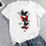 Riietus Casual Love Heart Butterfly 90ndate trend Suvemood Graafiline T-s&auml;rk Naiste Top T-s&auml;rk L&uuml;hikeste varrukatega Naiste T-s&auml;rk XXXL