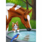 5D DIY Teemanttikandid Hobune ristpiste komplektid Teemantv&auml;rvimine T&auml;isringi puur Loomad Mosaiik Seinakunst Kodukaunistuse kingitus Full Round 20x30CM