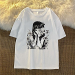 Suvine Harajuku T-s&auml;rk Horror Comics Gooti multifilm Anime Print Punk Jaapani T-s&auml;rgid Top Vogue Unisex Vintage Style S valge