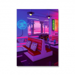 Moodsa stiili m&auml;ng Neoon-DJ-plakatitr&uuml;kk V&otilde;idus&otilde;idukokteil Seinakunst L&otilde;uendimaal Videom&auml;ngud Paradiisitoa sisustus Kingiidee Ilma raamita 21*30cm