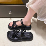 Vabaaja sussid, naiste slaidid, lamedad keskmise kontsaga platvormkingad naistele, tugevad plisseeritud suvesussid, suures suuruses Zapatos De Mujer 35 beež
