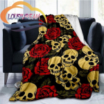 Rose Skull tekk vooditekk Colored Skull mikrokiust tekk lastele ja t&auml;iskasvanutele Throw Travel Adult tekk 75x90cm