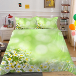 3D v&auml;ikese karikakra mustriga voodipesu, &uuml;heinimesevoodi t&auml;issuuruses taimse kr&uuml;santeemimustriga padjap&uuml;&uuml;r ja tekikate 2 v&otilde;i 3 mugav kodukaunistus UK Single 135x200cm