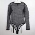 CINOON pikkade varrukatega Bodycon Bodycon naiste pitsiline l&auml;bipaistev naiste pullover, must seksikas bodid Naiste pullover vabaaja p&uuml;ksid S must