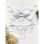 Naiste bikiinid Push Up 5 v&auml;rvi ujumistrikoo Naiste ujumisriided Seksikas bikiinikomplekt Ruffle Biquini Micro Bikini Biquini ujumiskost&uuml;&uuml;m Ujumiskost&uuml;&uuml;m L valge