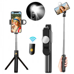 Telefoni statiiv ja Selfie Stick Sisset&otilde;mmatav telefoni statiivi alus, mis &uuml;hildub IOS Android Phone Selfie Stickiga With fill light