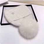 P&auml;ris rebase karusnahast nokam&uuml;ts Pom Pom sooja talvem&uuml;tsiga naistele T&uuml;drukutele Naturaalne pompomm&uuml;ts v&auml;lisuusa kootud paksu m&uuml;tsiga valge