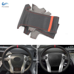 For Toyota Prius 30 XW30 2009 2010 2011 - 2015 Prius C US 2012- 2017 Car Steering Wheel Leather Cover Decor Black with red gray